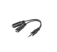 Adaptador Lanberg Jack Estéreo Macho a Doble Hembra 3,5 mm - 10 cm Negro