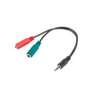 Adaptador Lanberg Mini Jack 3.5mm Macho a 2x Mini Jack 3.5mm Hembra - Negro 0.2m