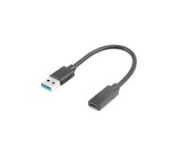Lanberg Adaptador USB 3.1 Tipo-C a USB Tipo-A 15 cm Negro