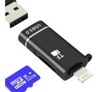 Adaptador lector de tarjetas Micro SD Lightning a USB para iPhone 14 13 Pro Max Jack Card Reader Adapter OTG Foto TF Llave de Memoria Cable Dispositivo Compacto Externo Memory Enchufe 3.0 para iPad