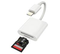 Adaptador Lector de Tarjetas SD (2en1)Lightning a Micro SD Card Reader Para Apple iPhone 14 13 12 11 Pro Max 7 8 Plus Para iPad Air Lector Compact Flash Cable Conector Memory Stick Accesorios Adapter