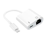 Adaptador Lightning a Ethernet con certificación MFi de Apple, Adaptador de Red LAN Ethernet RJ45 2 en 1 con Puerto de Carga para iPhone/iPad/iPod, Plug and Play, soporta Red de 100 Mbps