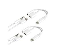 Adaptador Lightning a Jack Auriculares 3.5 Mm(2pack)para iPhone 14 Cable AUX Audio Adapter para Apple Cargador Conector Headphones Accesorios Coche para iPad Lighting Auxiliar Convertidor Doble Puerto