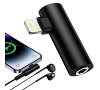 Adaptador Lightning a jack de 3,5 mm, ángulo de 90 grados a jack, adaptador de auriculares AUX con Smart Chip compatible con iPhone 14 Pro 14 Pro Max 14 14 13 12 11 Lightning a jack 3,5 mm adaptador