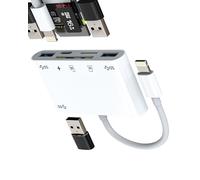 Adaptador Lightning a USB 6 En 1 Lector Tarjetas SD Micro SD para iPhone 14 Pro Max USB-A OTG 3.0 para iPad para Apple Cargador Cable Digital Cámara Memoria TF Card Reader Fotos Almacenamiento Teclado
