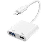 Adaptador Lightning a USB, Adaptador OTG para iPhone, ightning a USB para cámara de Fotos A-daptador da Lightning a U-S-B OTG con Puerto de Carga, Unidad Flash U-S-B, Disco U, Teclado, Concentradore