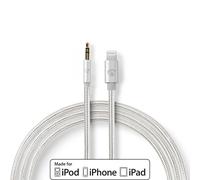Adaptador Lightning | Apple Lightning, 8 pines | Macho de 3,5 mm | Chapado en oro | 1,00m | Redondo | Nylon