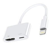 Adaptador Lightning AV Digital 1080P [Certificado Apple MFi] iPhone HDMI Adapter TV Lightning a HDMI Cable Plug and Play para iPhone 14/13/12/SE/11/XS/XR/X/8/7 a TV/HDTV/Monitor/Projector, Blanco