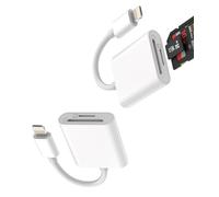 Adaptador Lightning Jack Card Reader 2 en 1 (2 Pack) Lector Tarjetas SD Micro SD Memoria Descargar Fotos Accesorios para Apple Iphone 14 13 12 11 Pro Max 7 8 Plus X SE para iPad Air Tablet Convertidor