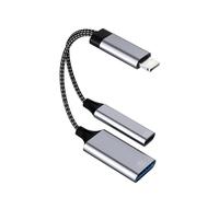 Adaptador Lightning to USB Jack 2en1 Conversor Cable OTG Cargador para Apple iPhone 14 13 12 11 Pro Max 7 8 para iPad Air Adapter Lectorlector Tarjetas Pendrive Accesorios Teclado Ratón Conector Clave