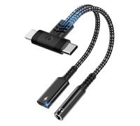 Adaptador Lightning + USB C a Jack 3,5 mm y Carga Rapida PD 60W 2 en 1 Adaptador Hi-Res DAC Chip Tipo C Auriculares Audio Adapter Micrófono Aux Divisor Compatible con iPhone 16 15 Pro iPad Galaxy S25