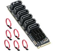 Adaptador M.2 a SATA 3.0 [6 puertos], RIITOP M.2 NVMe a 6 puertos SATA III, adaptador de tarjeta de expansión 6 Gbps con chipset ASM1166
