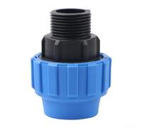 Adaptador macho de polipropileno para tubería de polietileno, conector de abrazadera de junta de tornillo de 16 bares, sistema de riego por goteo de jardín para agricultura y espacios verdes, azul
