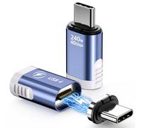 Adaptador magnético USB C de 240 W, 2 unidades, adaptador USB C magnético de 24 pines recto con USB 4 de 40 Gbps 8K 60 Hz de video para iPhone 15/16 Series, Thunderbolt 3/4, MacBook Pro/Air y más