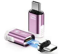 Adaptador magnético USB C de 240 W, 2 unidades, adaptador USB C magnético de 24 pines recto con USB 4 de 40 Gbps 8K 60 Hz de video para iPhone 15/16 Series, Thunderbolt 3/4, MacBook Pro/Air y más