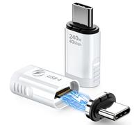 Adaptador magnético USB C de 240 W, 2 unidades, adaptador USB C magnético de 24 pines recto con USB 4 de 40 Gbps 8K 60 Hz de video para iPhone 15/16 Series, Thunderbolt 3/4, MacBook Pro/Air y más