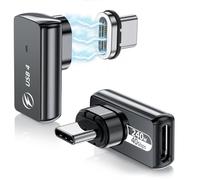 Adaptador magnético USB-C de 240 W (2 unidades) de 90 grados, adaptador magnético USB-C de 24 pines, con carga rápida PD, USB 4, 40 Gb/s, 8K, 60 Hz para Thunderbolt 3/4, MacBook Pro/Air y otros