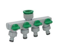 Adaptador Manguera Plastico 3/4" - 1" 4 Vias, Distribuidor 4 vias, Divisor Manguera, Ajuste Independiente, Tomas 1/2+Adaptador