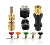 Adaptador Manguito Conexión Rápida M22 14mm para Lavadora Alta Presión Karcher K2-K7, Raccord 1/4" con 5 Boquillas, Herramienta de Conversión Pistola Lavadora HP