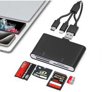 Adaptador Memory Stick Pro Duo - Lector de tarjetas de memoria múltiple 4 en 1 para SD/Micro SD/MS/XD-Picture-Card, tarjeta de memoria Sony Cybershot con Lightning/USB-C/USB-A para iPhone 17/16/15