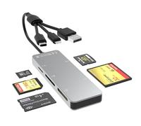 Adaptador Memory Stick Pro Duo para iPhone, teléfono Android, iPad, computadora portátil, PC - Lector de Tarjetas de Memoria SD TF CF XD MS 5 en 1 de Aluminio, con Puerto USB C, Lightning y USB 3.0