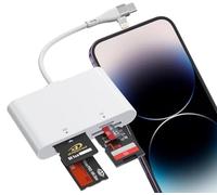 Adaptador Memory Stick Pro Duo USB C/Lightning, lector de 4 en 2 para tarjetas SD/MicroSD/MS/xD para Sony Cybershot, lector de Memory Stick Pro Duo para iPhone 17/16/14/Macbook/iPad/PC/Laptop/Windows