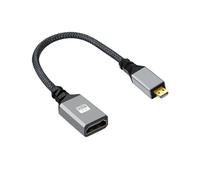 Adaptador Micro HDMI Macho a HDMI Hembra 4K, Cable con Trenzado de Nylon, Soporta HDR 3D ARC Ethernet, Compatible con Raspberry Pi 4 Hero 7/6/5 Sony Alpha Canon EOS Fujifilm, Tablets y Cámaras, Gris
