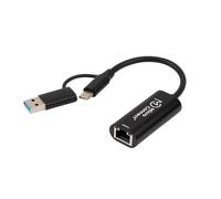 Adaptador MicroConnect MC-USBACNET2.5G USB-C a RJ-45 2,5 GbE 0,2 m Negro
