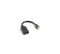 Lanberg Adaptador Mini DISPLAYPORT Macho A DISPLAYPORT Hembra AD-0003-BK RESOLUCION hasta 1920X1200 60HZ Cable 12 CM Negro