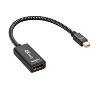 Adaptador Mini DP a HDMI, trenzado chapado en oro, compatible con MacBook Air/Pro, Microsoft Surface Pro/Dock, monitor y proyector.