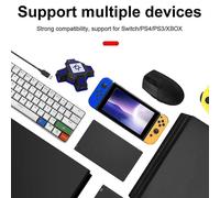 Adaptador multiplataforma para teclado y ratón compatible con PS5, Xbox Series S/X y Nintendo Switch para control de juegos.