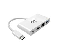 Tripp Lite U444-06N-HGU-C Adaptador USB-C (Tipo-C) a HDMI con USB-A, Carga USB-C PD y Gigabit Ethernet, USB 3.1 Gen 1, Compatible con Thunderbolt 3, 1080p