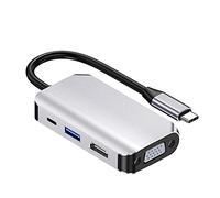 Adaptador multipuerto 4 en 1 USB tipo C Hub Splitter Dongle, UHD HDMI 4K @ 30Hz, VGA 1080P @ 60Hz, USB 3.0, carga rápida USB C, 5 Gbps compatible con MacBook, iPad, Samsung, Dell XPS, portátil
