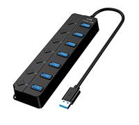 Adaptador Multipuerto Divisor de concentrador USB de múltiples puertos Concentrador USB 2.0 de 7 puertos para computadora portátil Expansor de puerto USB con interruptor individual de De (A, One Size)