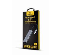 Adaptador multipuerto Gembird A-CM-COMBO6-02 USB-C HDMI 4K SD USB 3.1 Gris