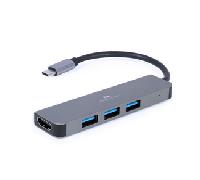 Hub USB-C 4 Puertos GEMBIRD A-CM-COMBO2-01 Blanco Gris