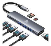 Adaptador multipuerto USB C 8 en 1 con HDMI 4K 60Hz, 5 Gbps, 3 puertos USB 3.0, 100 W PD, puerto USB-C, lector de tarjetas SD/TF, estación de acoplamiento USB C portátil para MacBook Air/Pro, Dell