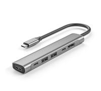 Adaptador multipuerto USB C a pantalla, concentrador portátil tipo C a DisplayPort, puerto de carga USB-C, tipo C 2.0 y 3 USB 2.0 para portátiles MacBook Pro/Air tipo C (6 en 1 gris espacial)