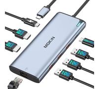 Adaptador multipuerto USB C a USB C, divisor USB C, monitor dual con 8K a 60Hz 2 HDMI, 8 en 1 con salida de video USB C, USB de 4 x 10 Gbps, Ethernet y PD de 100 W para MacBook Pro/Air, Dell, HP