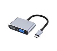 Adaptador multipuerto USB C a VGA 4K, concentrador USB-C, convertidores de puerto para proyectores de vídeo profesionales