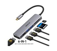 Adaptador multipuerto USB C Hub 7 en 1 (6 en 1) a concentrador HDMI 4K, estación de acoplamiento USB