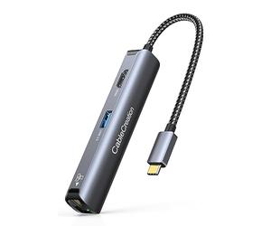 Adaptador multipuerto USB-C Hub CableCreation 5 en 1 USB C Hub Ethernet HDMI con 4 K @ 30 Hz, 3 Puertos USB 3.0, para MacBook Pro/Air M1, iPad Pro, Surface Go, S22