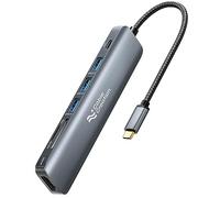 Adaptador multipuerto USB C Hub CableCreation 7 en 1 USB-C HDMI Hub con 4K 30Hz HDMI, 100W PD, 3 puertos USB 3.0 5 Gbps, lector de tarjetas SD/TF para MacBook Pro/Air, iPad Pro, Pixelbook, XPS