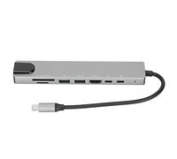 Adaptador Multipuerto USB C Hub, Dongle USB C Portátil 8 en 1 con Carga Rápida USB C, 4K HDMI, Ethernet, 2 Puertos USB, SD, TF, Puerto de Alimentación, para Computadora Portátil, Tableta, Proyector