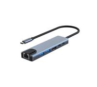 Adaptador multipuerto USB-C USB-A, USB-C, HDMI, RJ45 Grey