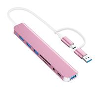 Adaptador multipuerto USB C/USB, hub USB 3.0 de aluminio, divisor USB 8 en 1 con lector de tarjetas SD/TF, 1 USB 3.0, 3 USB 2.0, 1 USB C y salida de audio de 3.5 mm para MacBook Pro Air, iPad Pro