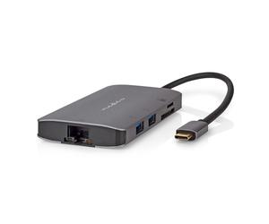Adaptador multipuerto USB Nedis USB 3.2 Gen1 7 en 1 - Toma USB-C™, salida HDMI™, Micro SD, toma RJ45, SD, toma USB-C™, 3x tomas USB-A, 5 Gbps