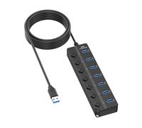 Adaptador multipuerto USB pequeño 7/4 interruptores independientes para una gestión eficiente de datos, conectores, extensor USB