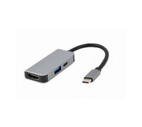 ADAPTADOR MULTIPUERTO USB TIPO C 3 EN 1 PUERTO USB HDMI PD PLATA