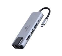 ADAPTADOR MULTIPUERTO USB TIPO C 5 EN 1 HUB HDMI PD LAN